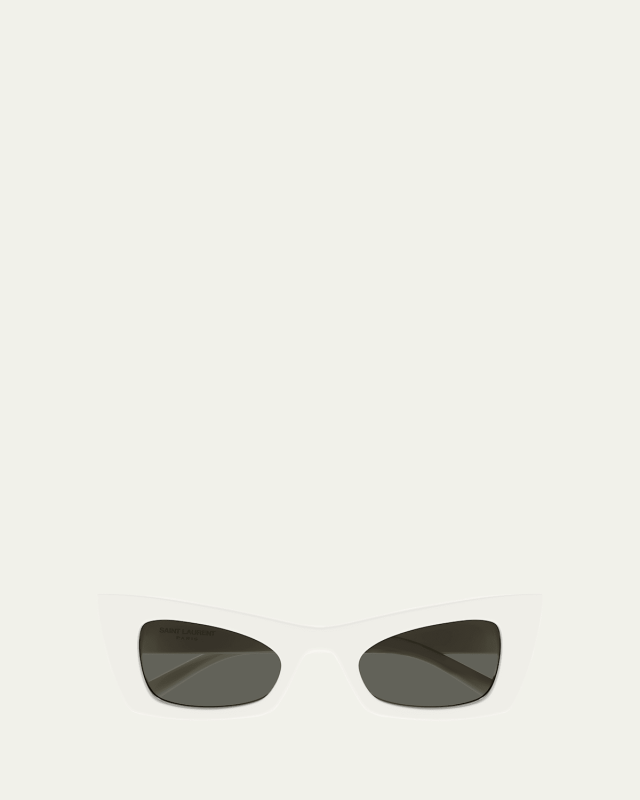 SL 702 Fashion Show White Plastic Cat-Eye Sunglasses